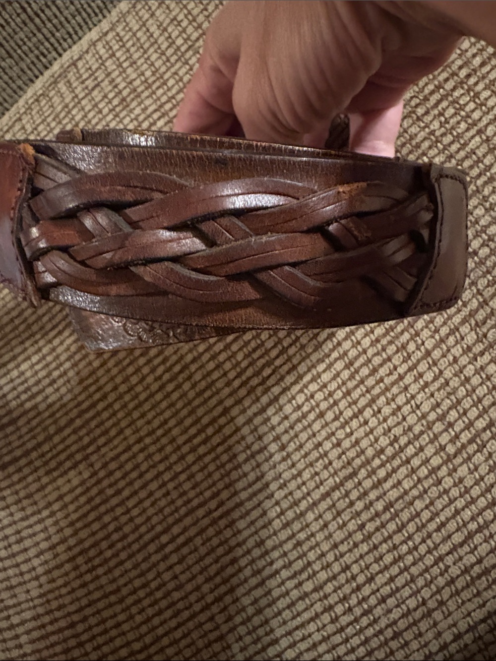 Braided Brown Leather Men’s Belt Size 36